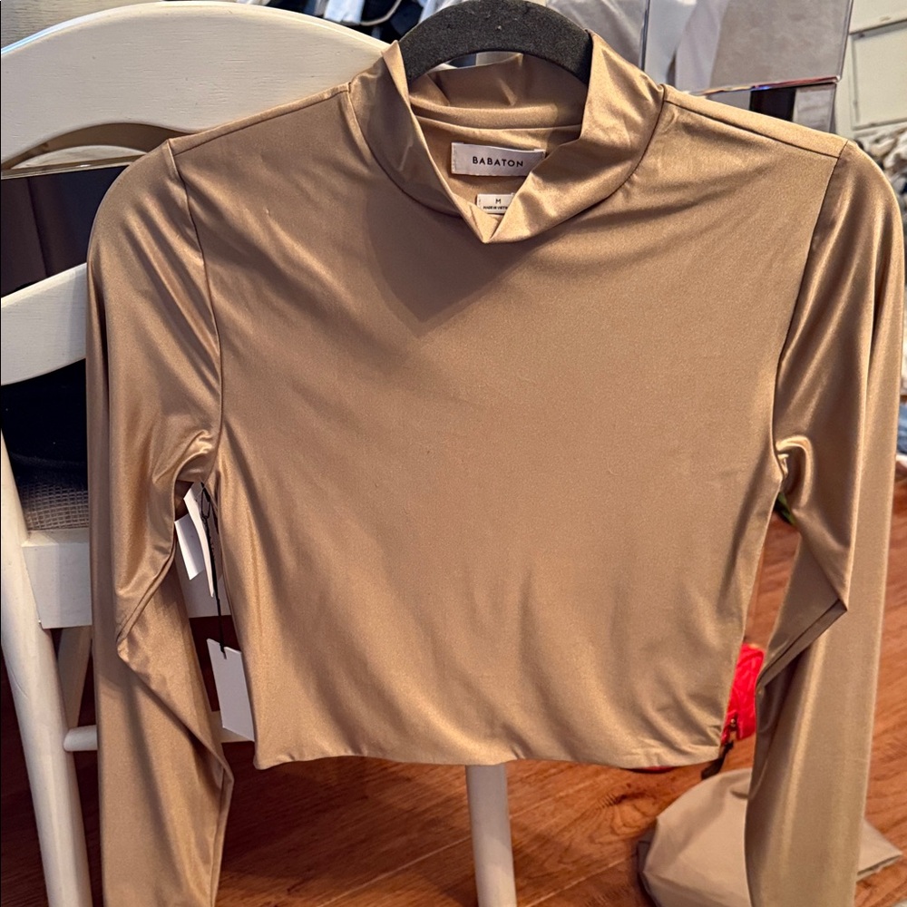 Babaton Metallic Gold Crop Top